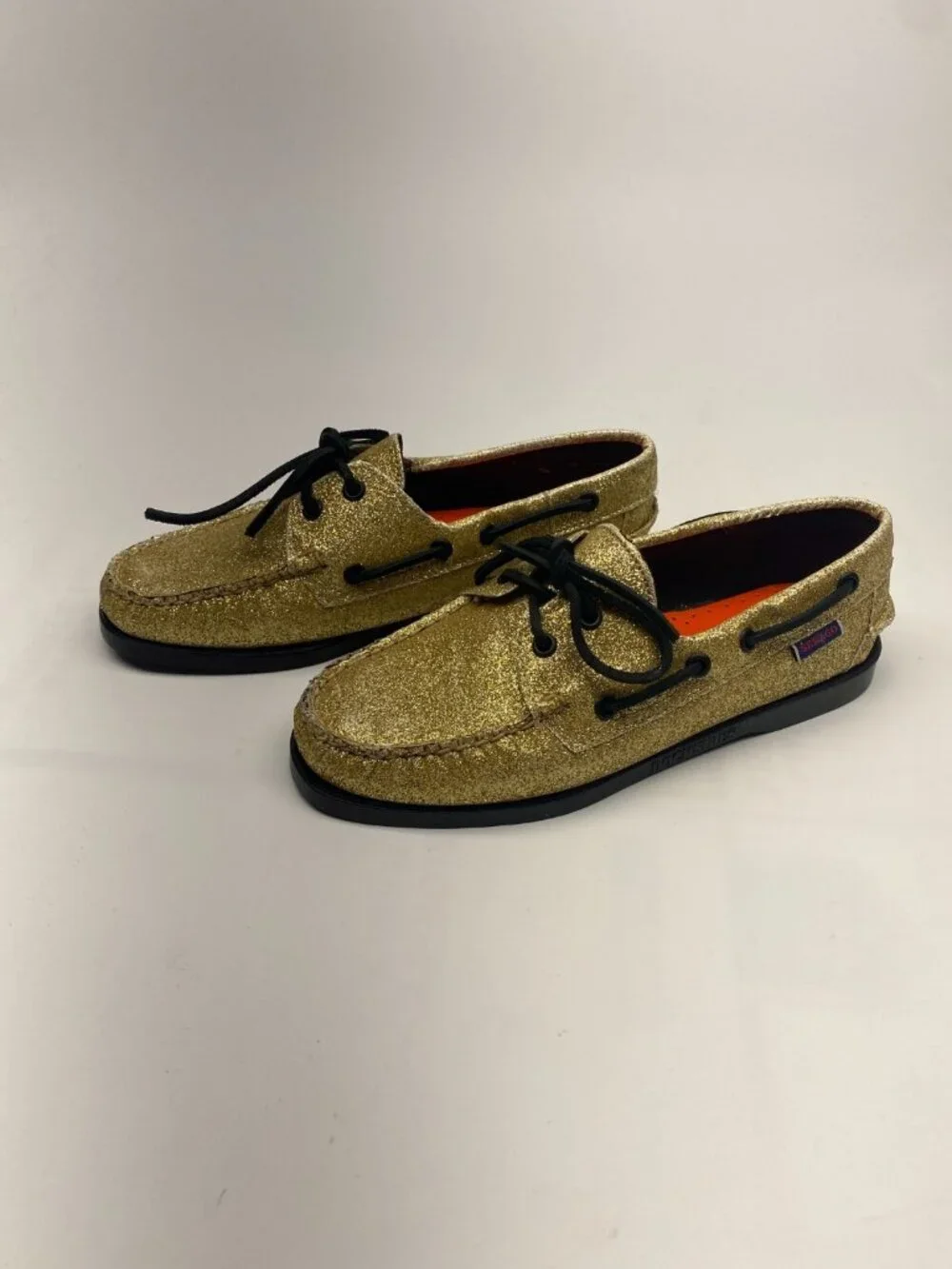 Sebago Mens Portland Glitter Yellow Gold & Black Loafer Sz 8